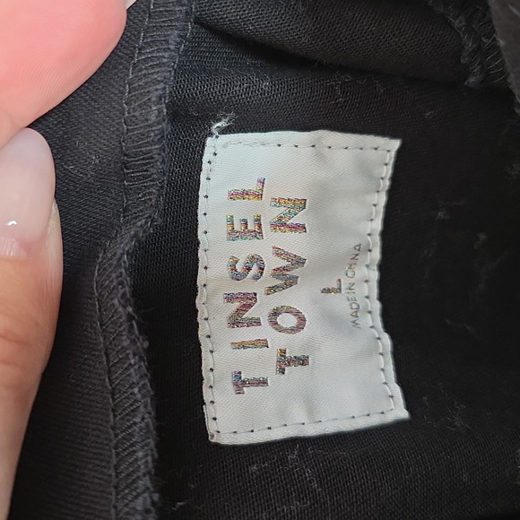 NWT Tinseltown Jumpsuit Overalls Denim Button Up Black Size Large - Picture 4 of 8